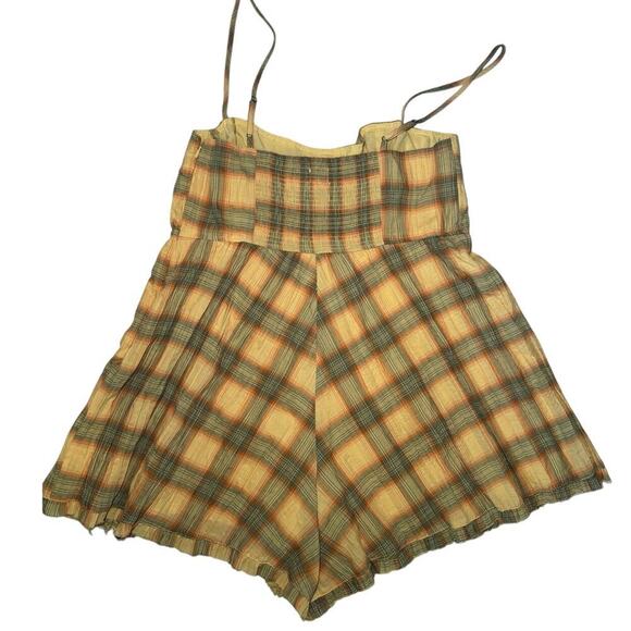 NWT Urban Outfitters Plaid Crinkle Cotton Romper In Yellow & Green Size Large - Picture 6 of 12